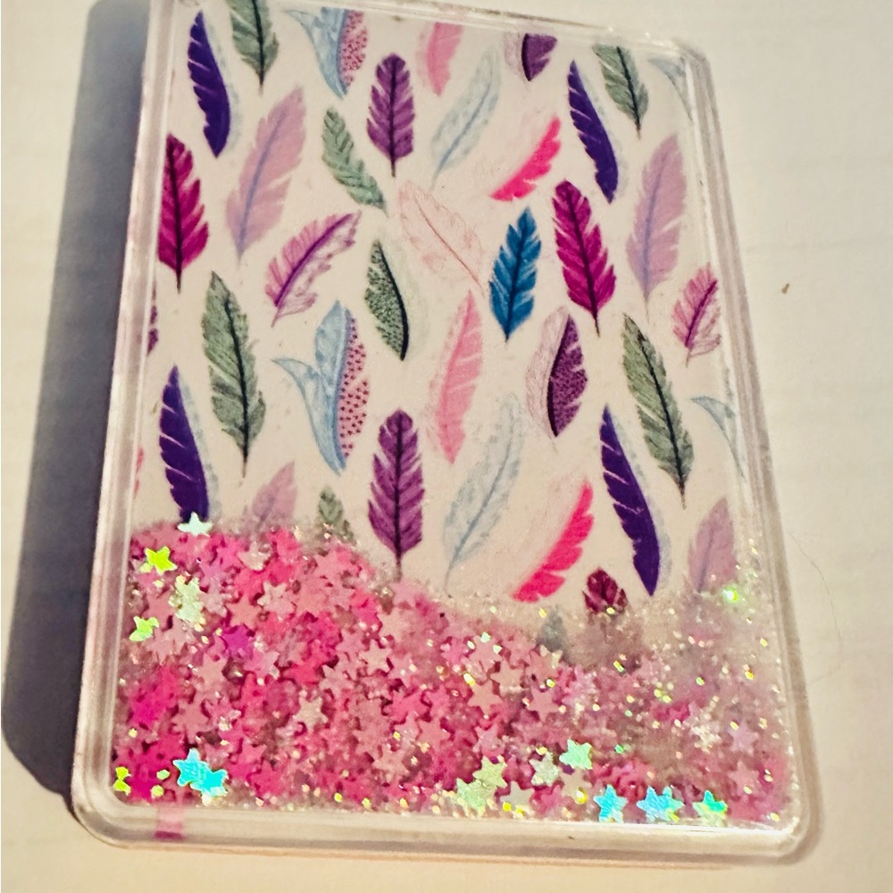 Colorful Feather Pattern Compact Mirror - image 2